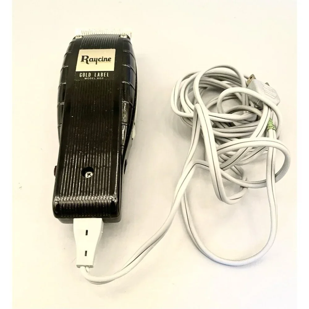 Vintage 1950s Raycine Clipper Gold Label 600 w/ Instructions Warranty Box Barber